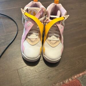 Jordan Women's Sneakers in Pink and Yellow